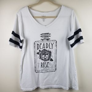 Torrid White Graphic Deadly Rose Top 1x